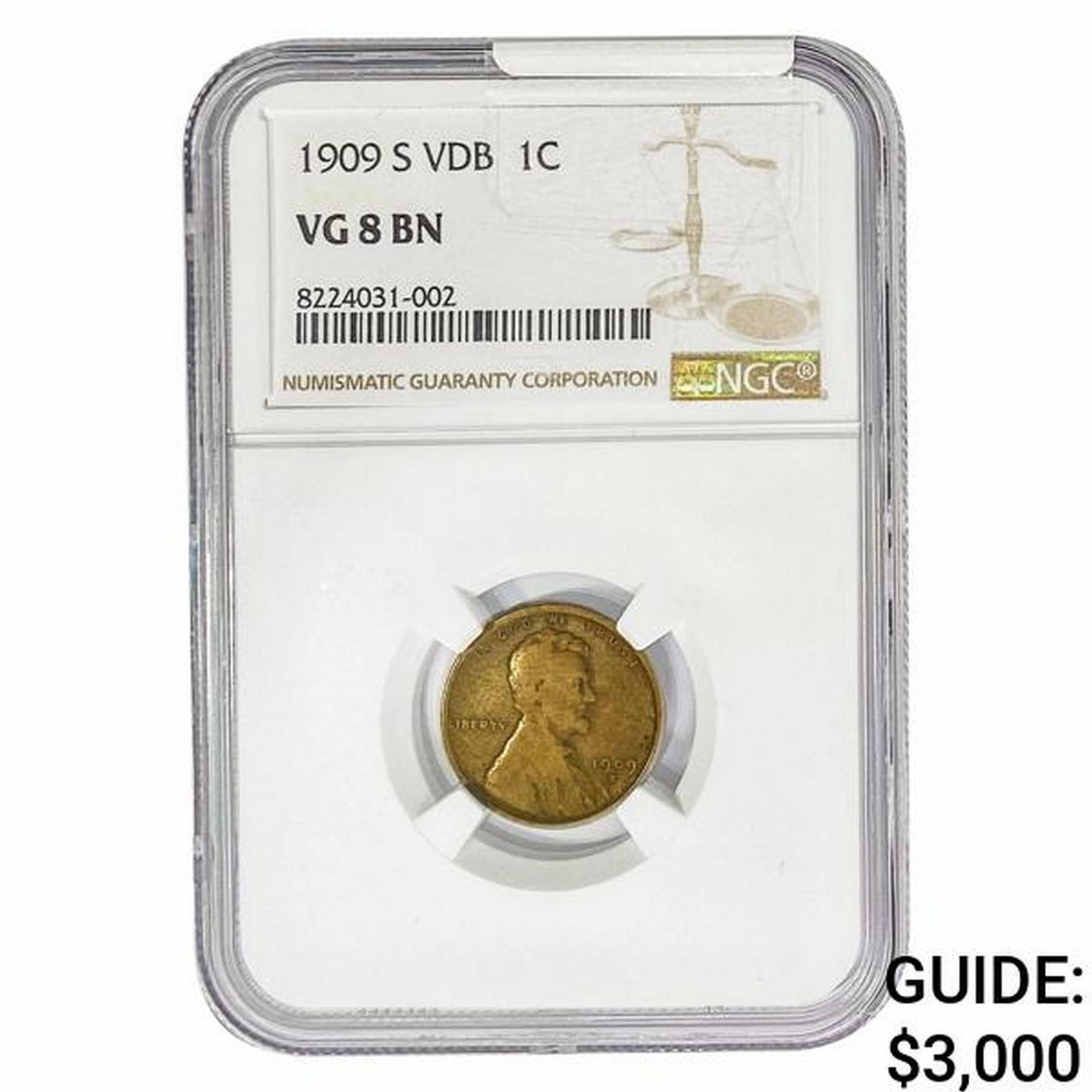 1909-S VDB Wheat Cent NGC VG8 BN (1 of 2)