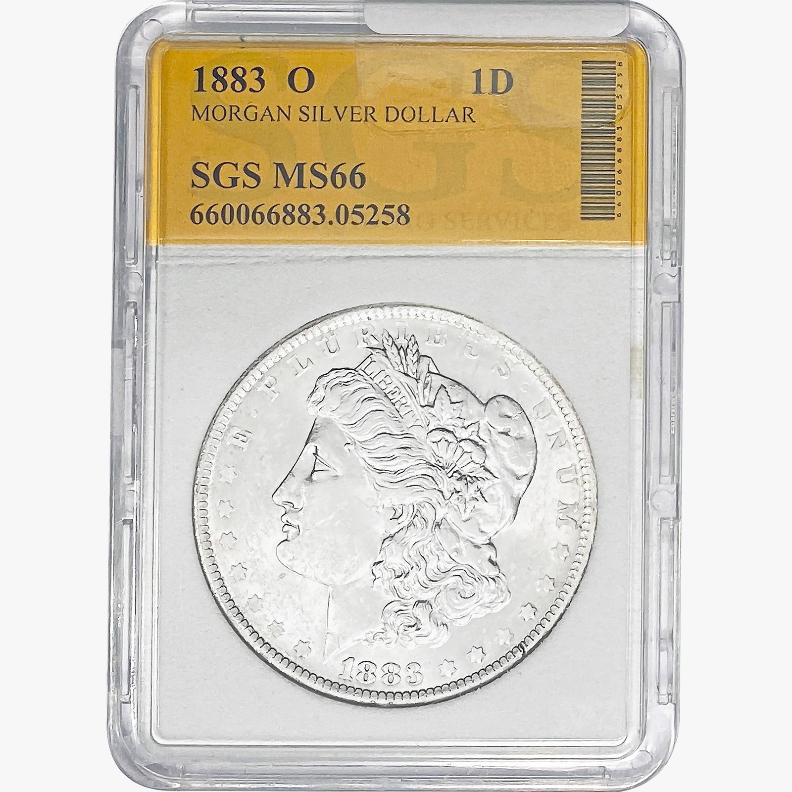 1883-O Morgan Silver Dollar SGS MS66: 1883-O Morgan Silver Dollar SGS MS66