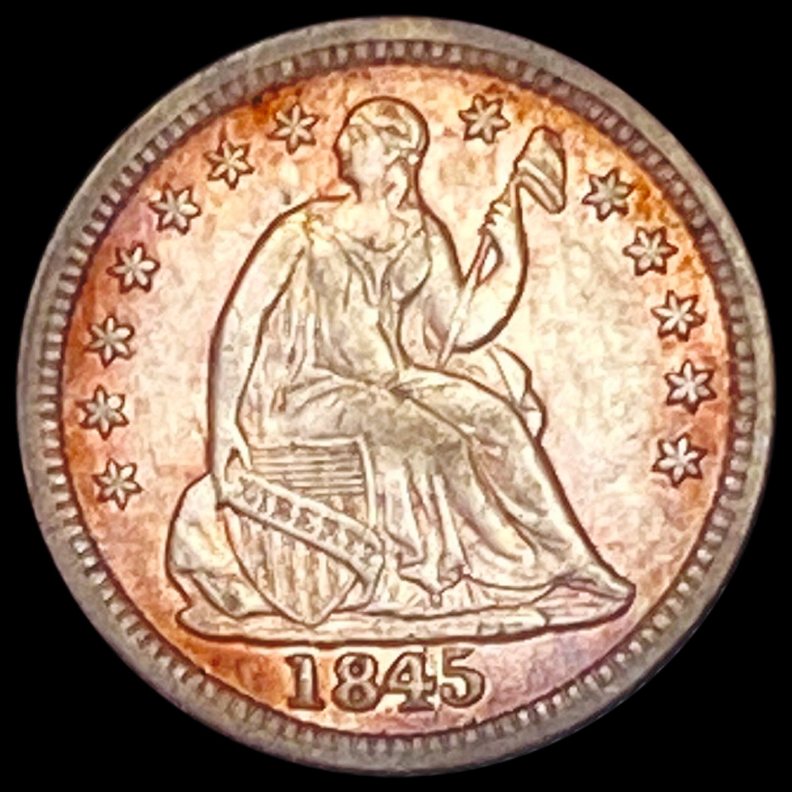 1845 Seated Liberty Half Dime CLOSELY UNCIRCULATED (1 of 2)