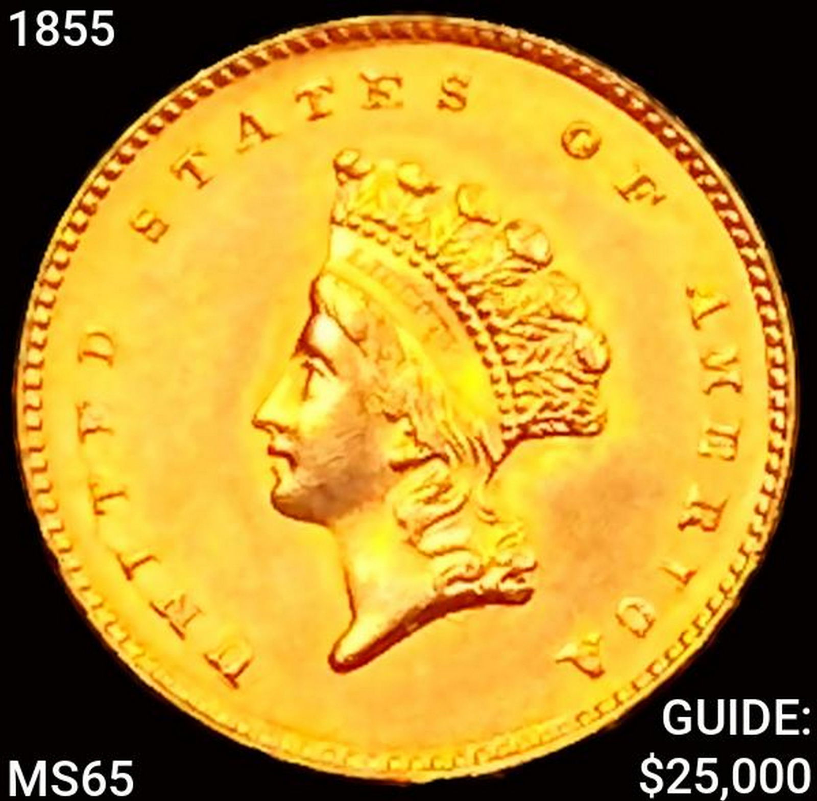 1855 Rare Gold Dollar GEM BU (1 of 2)