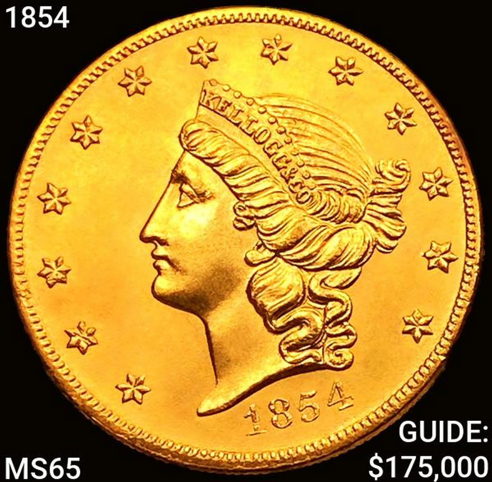 1854 Kellogg $20 Gold Double Eagle GEM BU (1 of 2)