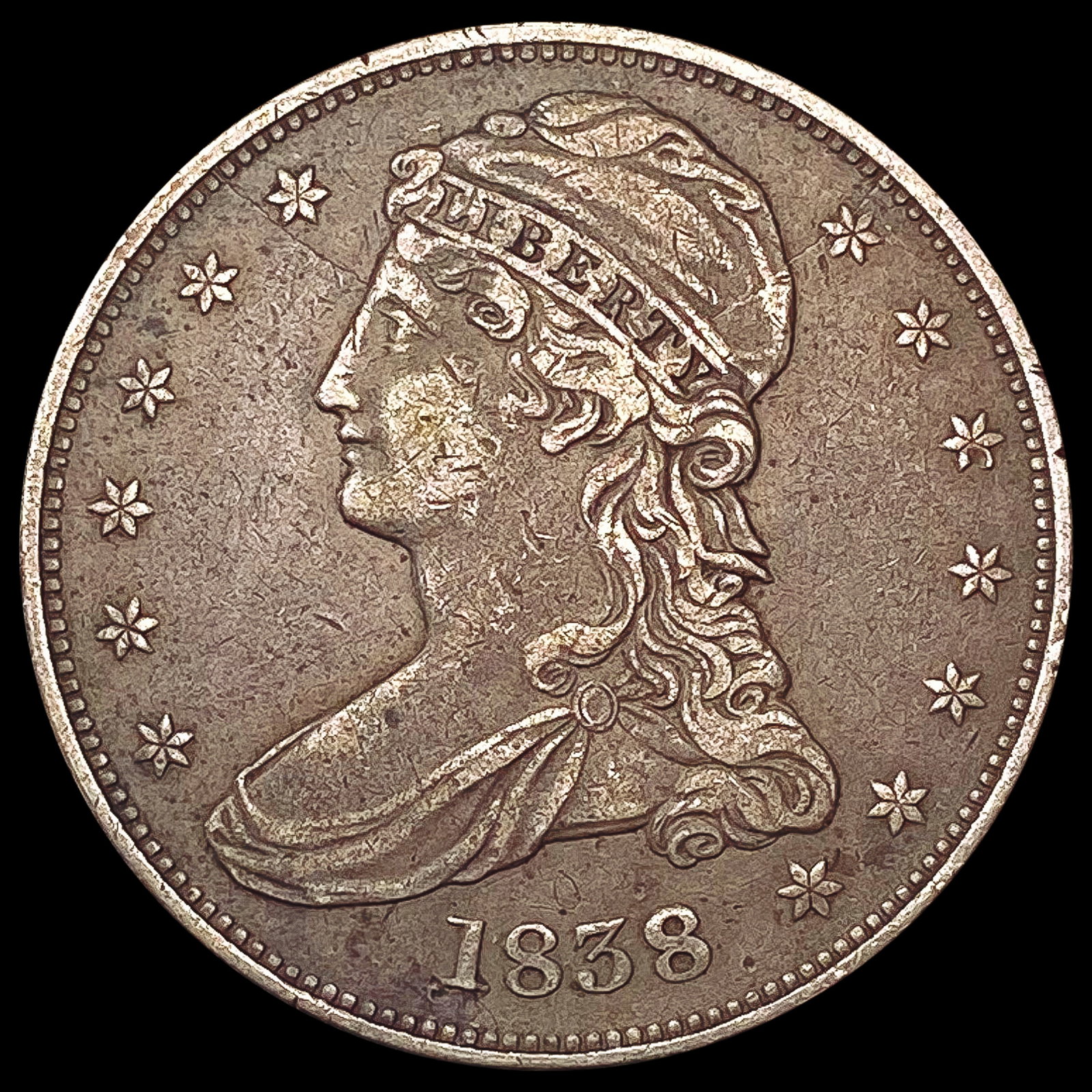 1838 Capped Bust Half Dollar LIGHTLY CIRCULATED: 1838 Capped Bust Half Dollar LIGHTLY CIRCULATED