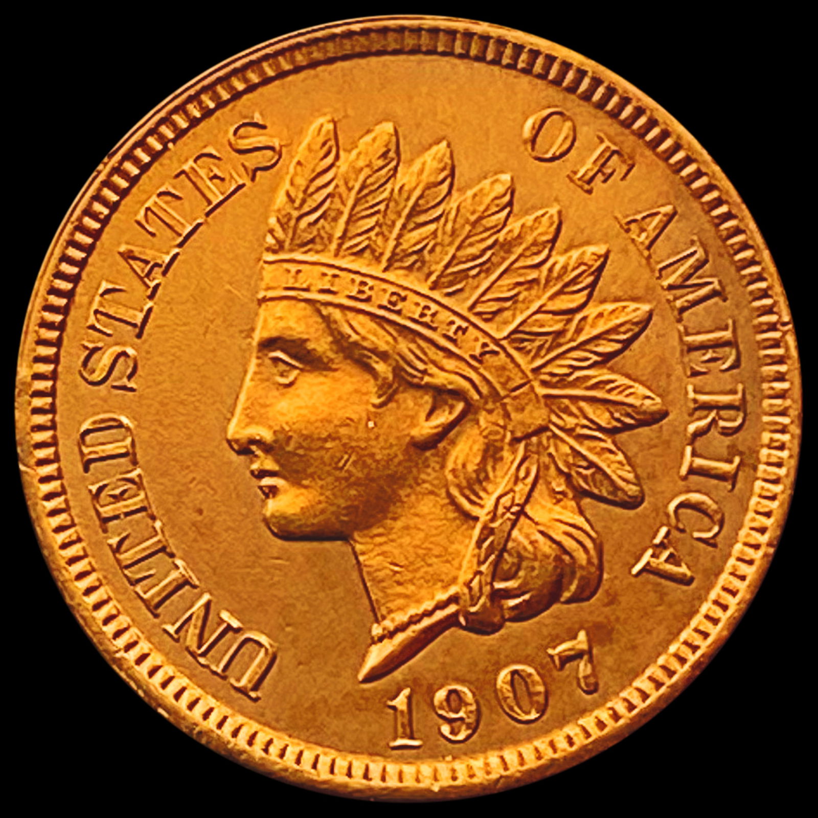 1907 RED Indian Head Cent UNCIRCULATED (1 of 2)