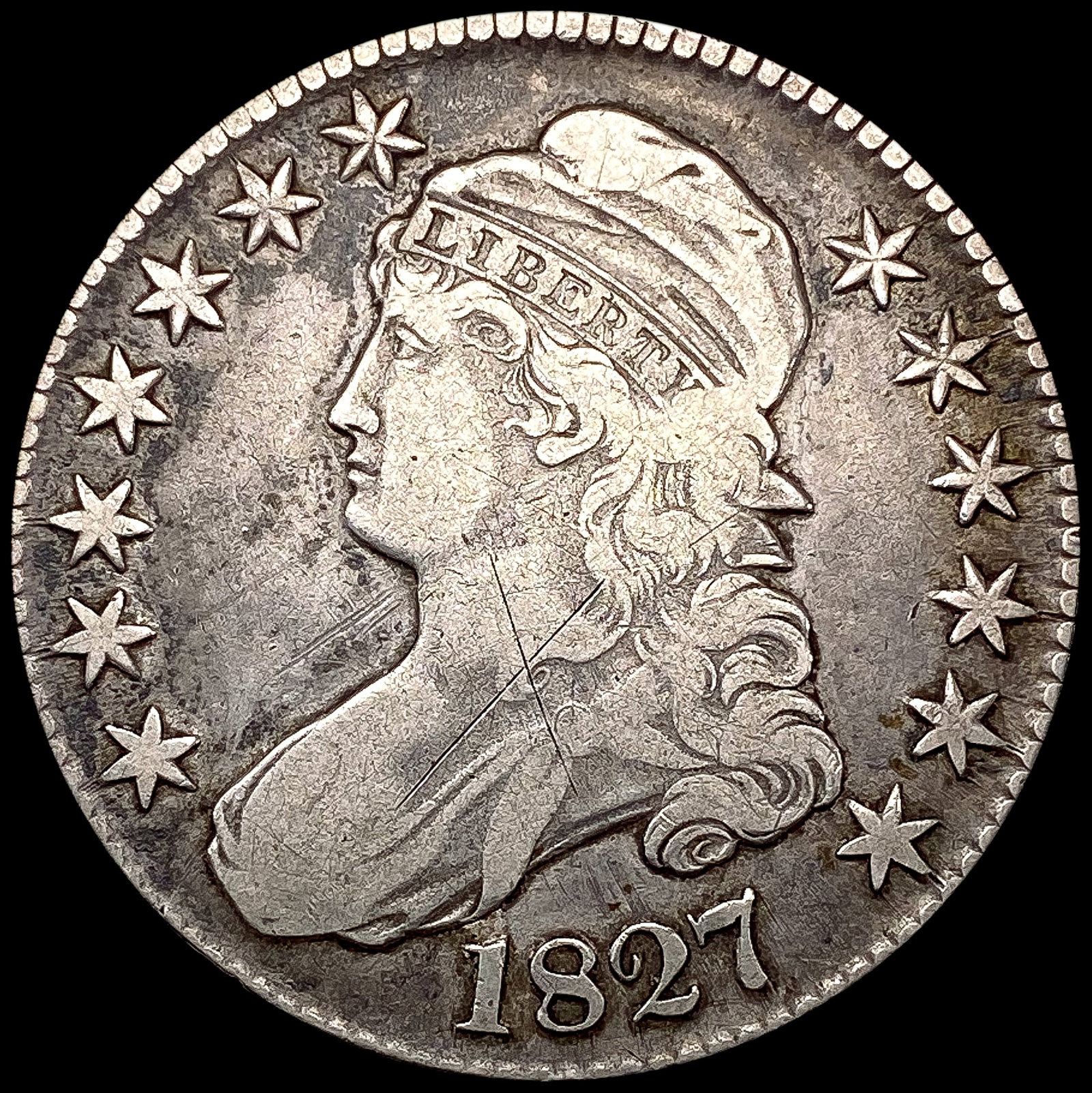 1827 Capped Bust Half Dollar LIGHTLY CIRCULATED: 1827 Capped Bust Half Dollar LIGHTLY CIRCULATED