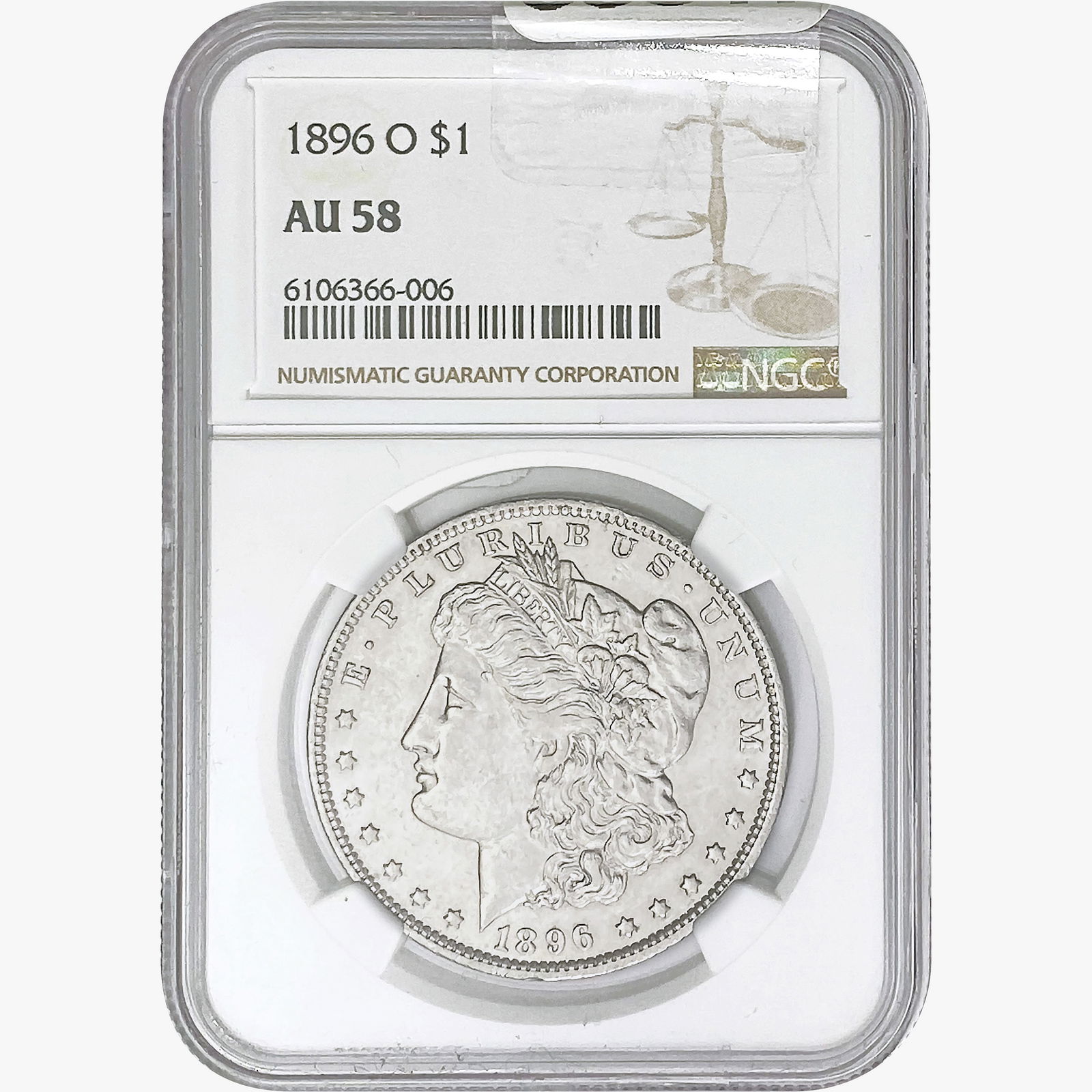 1896-O Morgan Silver Dollar NGC AU58 (1 of 2)