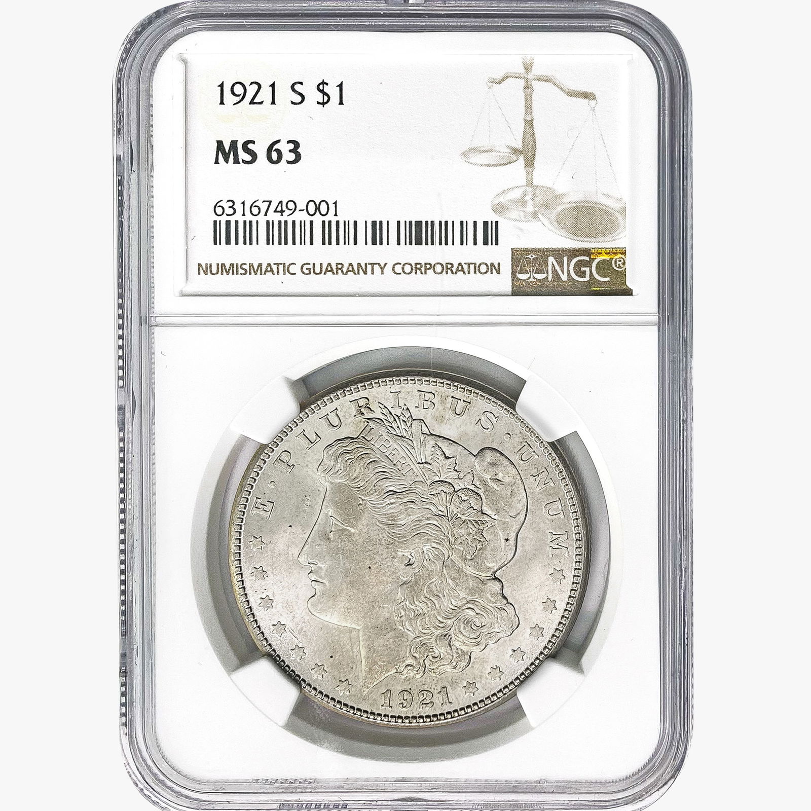 1921-S Morgan Silver Dollar NGC MS63 (1 of 2)