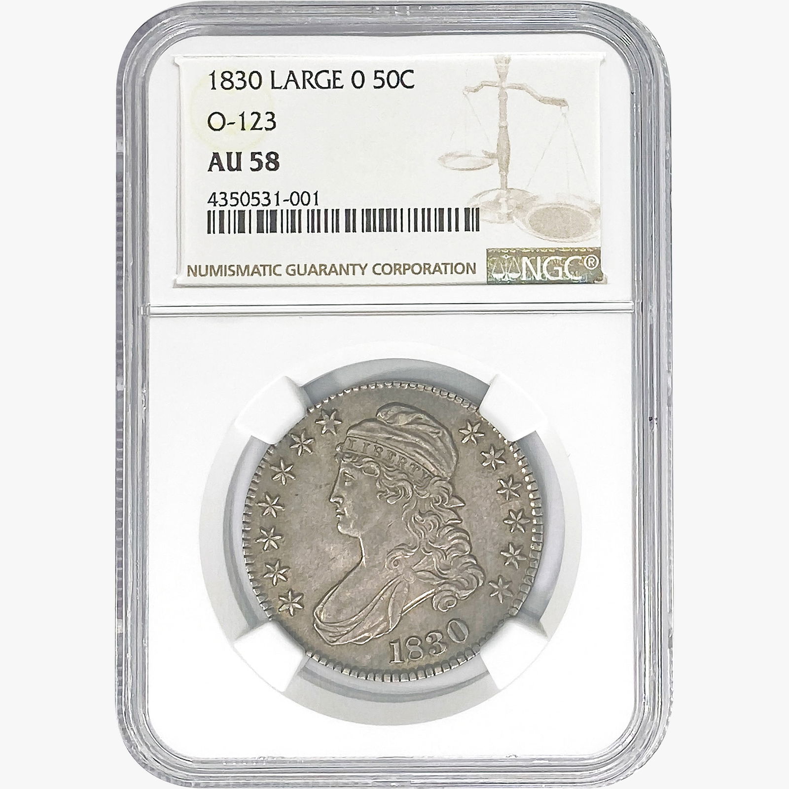 1830-O LARGE O Capped Bust Half Dollar NGC AU50 (1 of 2)