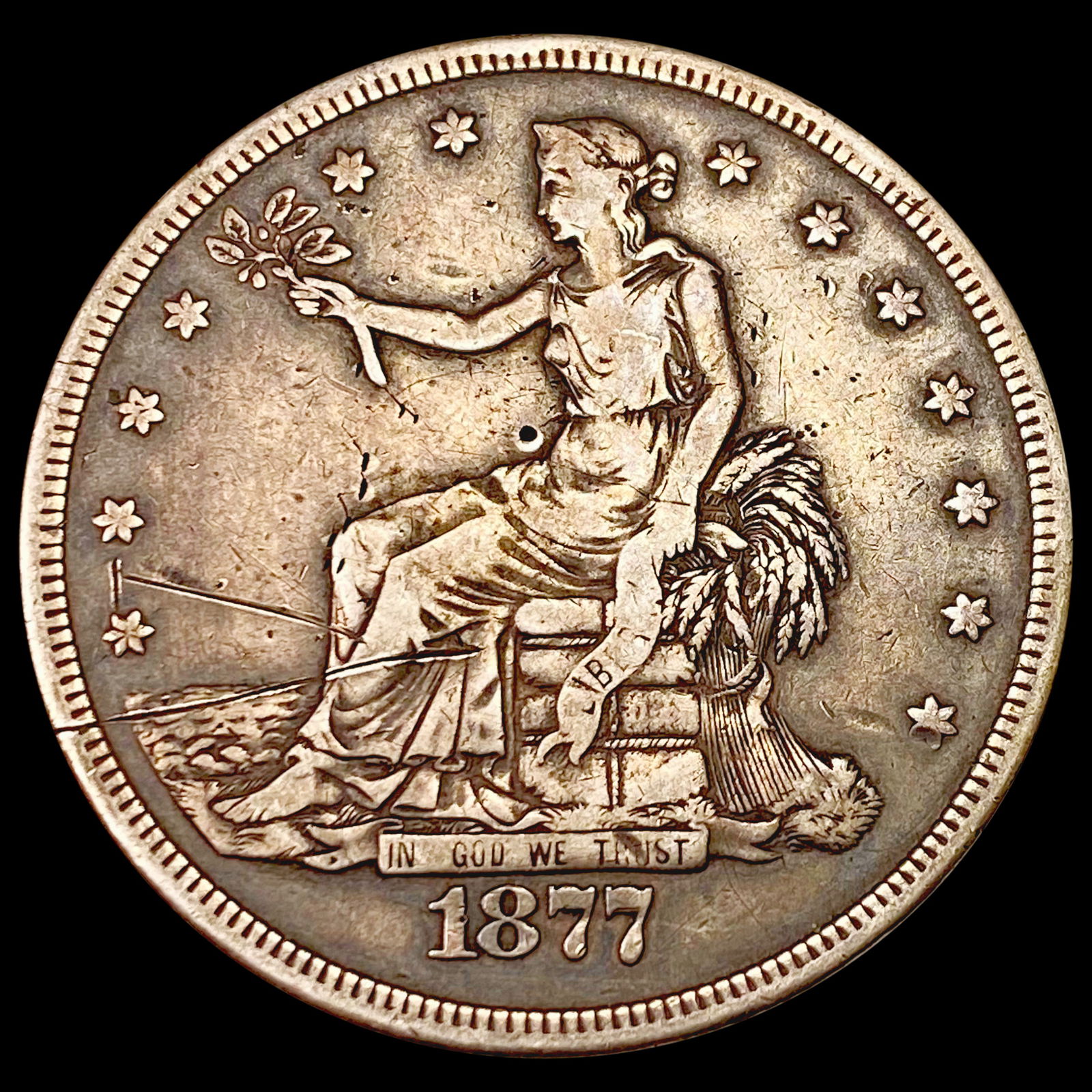 1877-S Silver Trade Dollar NICELY CIRCULATED (1 of 2)