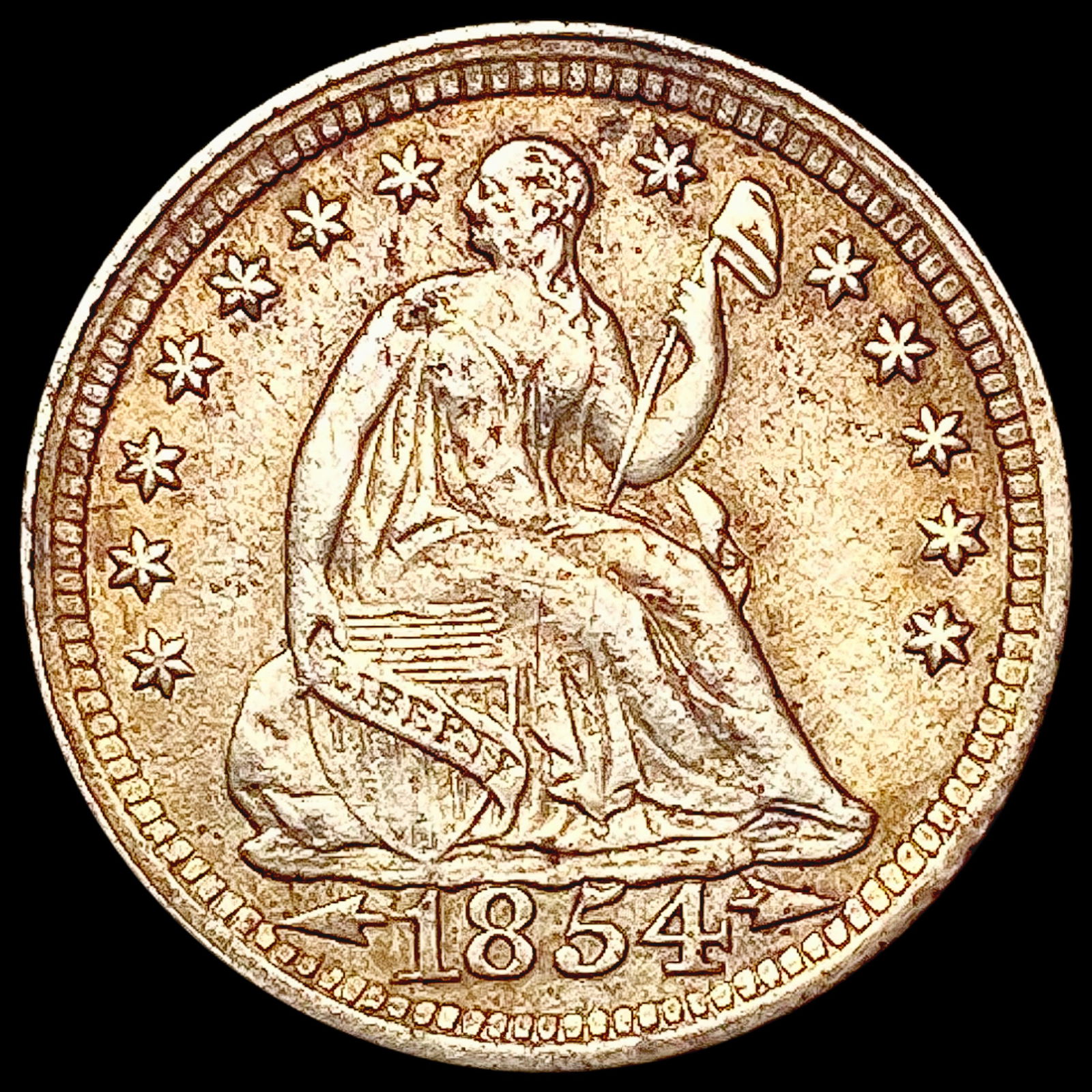 1854 Arrows Seated Liberty Half Dime CHOICE AU (1 of 2)
