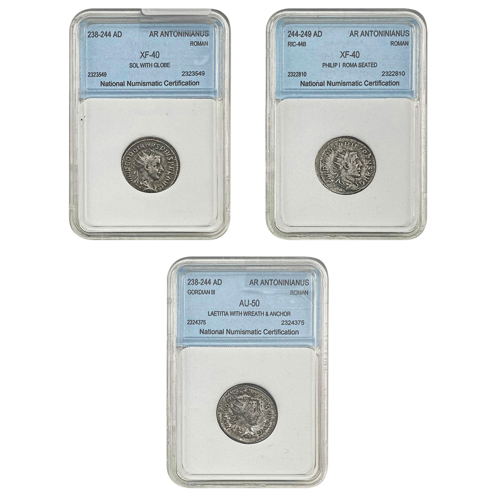 238-244 [3] AR Antoninianus Roman Coins NNC XF-AU40-50 (1 of 7)