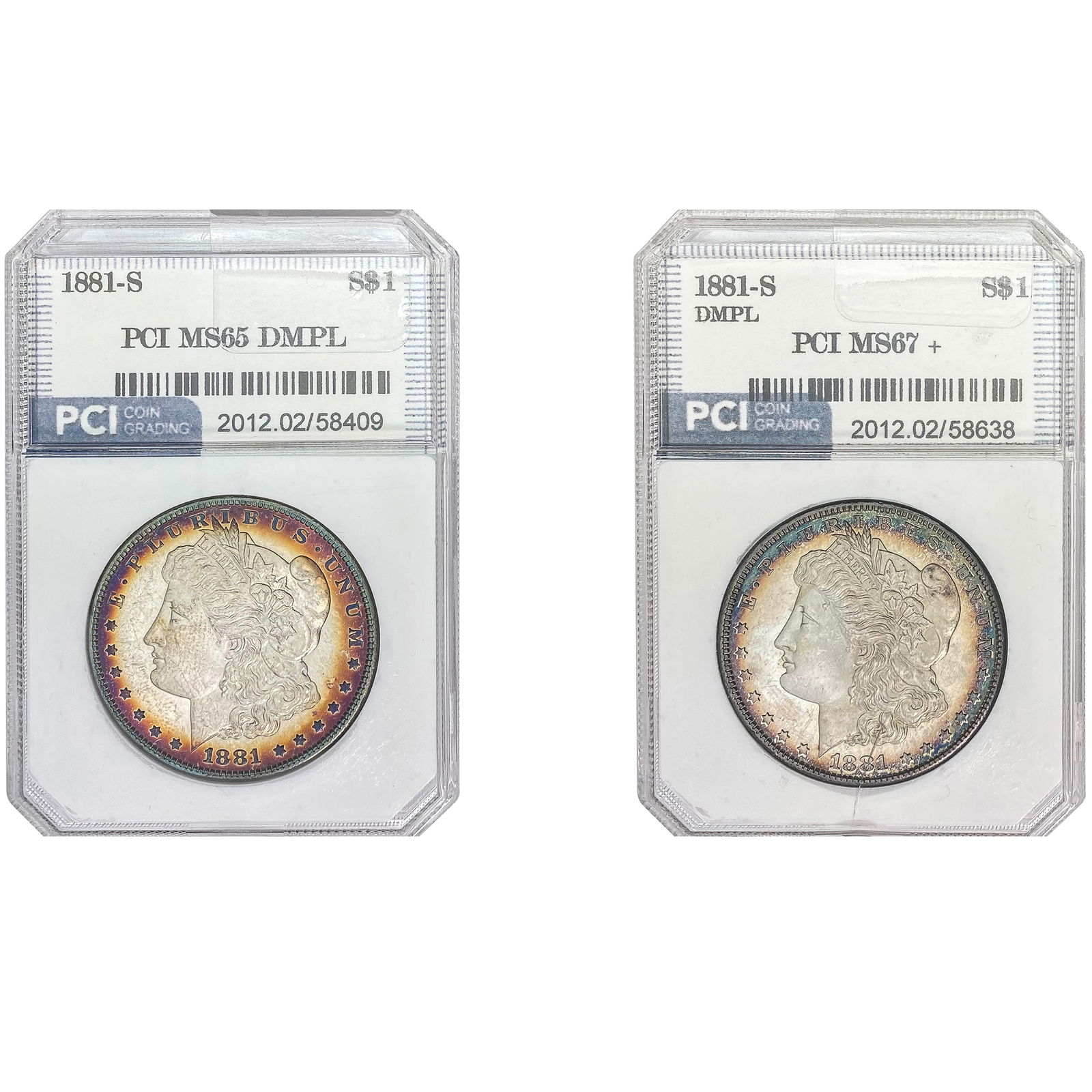 1881-S [2] Morgan Silver Dollar PCI MS65-67 DMPL (1 of 5)