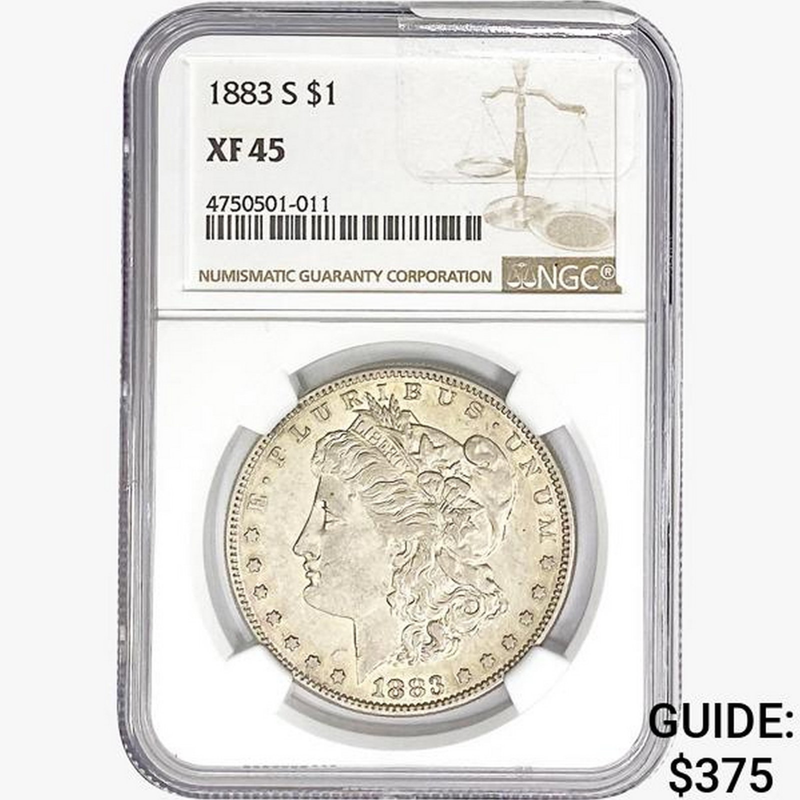 1883-S Morgan Silver Dollar NGC XF45: 1883-S Morgan Silver Dollar NGC XF45