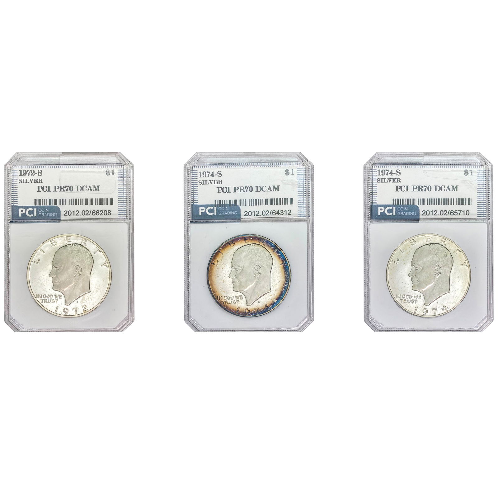 1972-1974 [3] Eisenhower Dollar PCI PR70 DCAM (1 of 7)