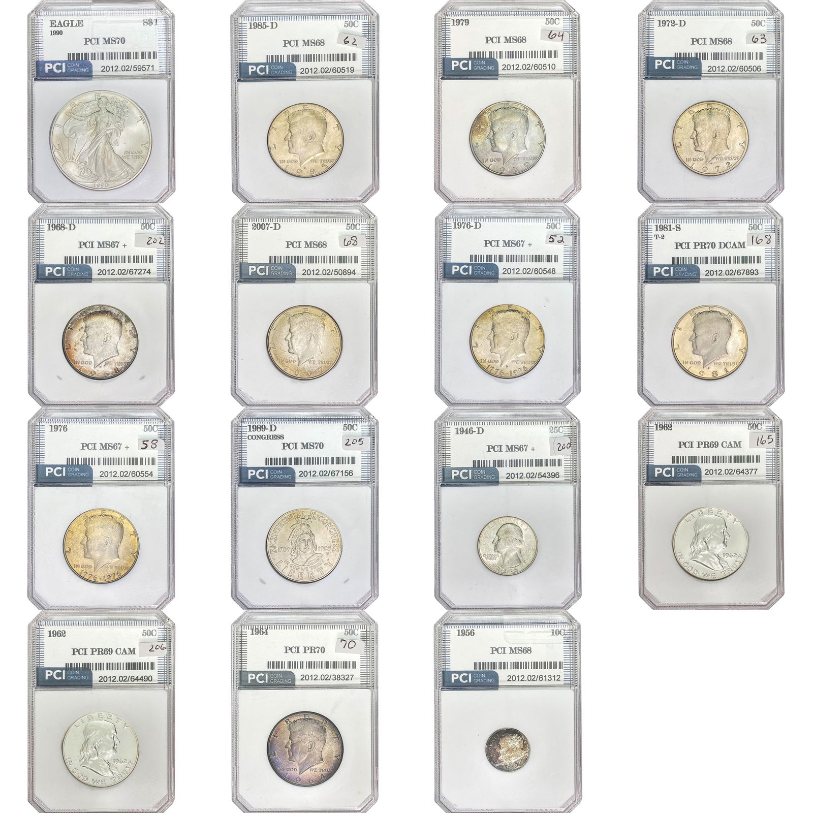 1945-2007 [15] Assorted U.S. Coin Slabs PCI (1 of 9)