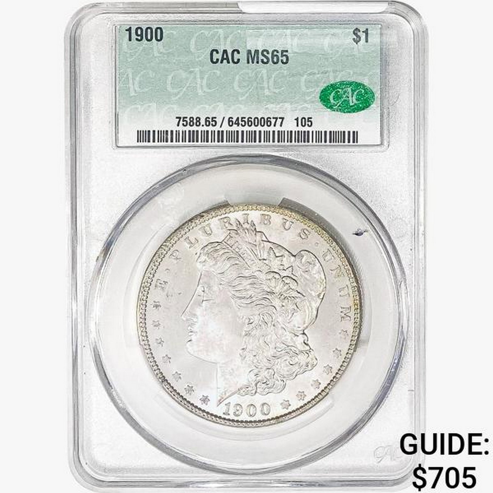 1900- CAC Morgan Silver Dollar CAC MS65: 1900- CAC Morgan Silver Dollar CAC MS65
