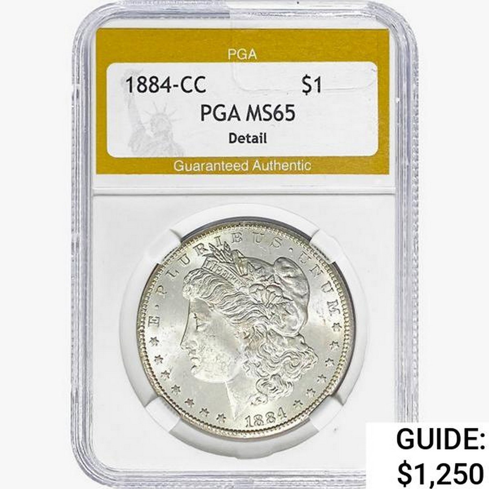 1884-CC Morgan Silver Dollar PGA MS65 DETAIL: 1884-CC Morgan Silver Dollar PGA MS65 DETAIL