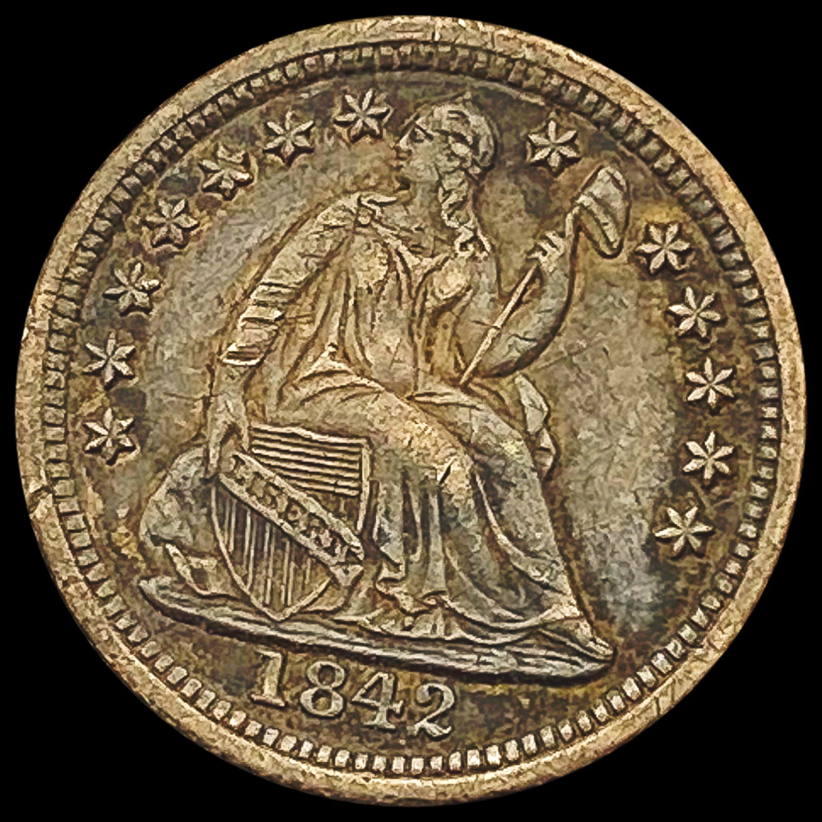 1842 Seated Liberty Half Dime CLOSELY UNCIRCULATED (1 of 2)