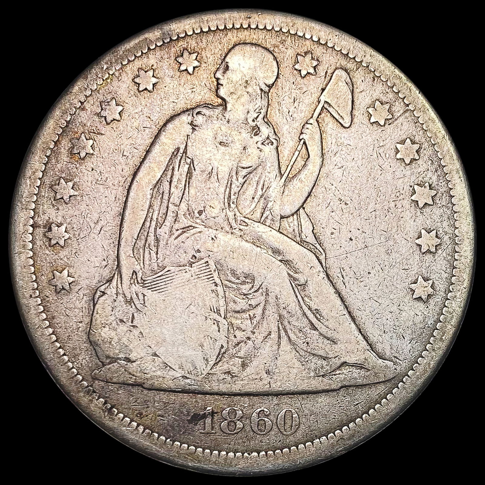 1860-O Seated Liberty Dollar NICELY CIRCULATED (1 of 2)