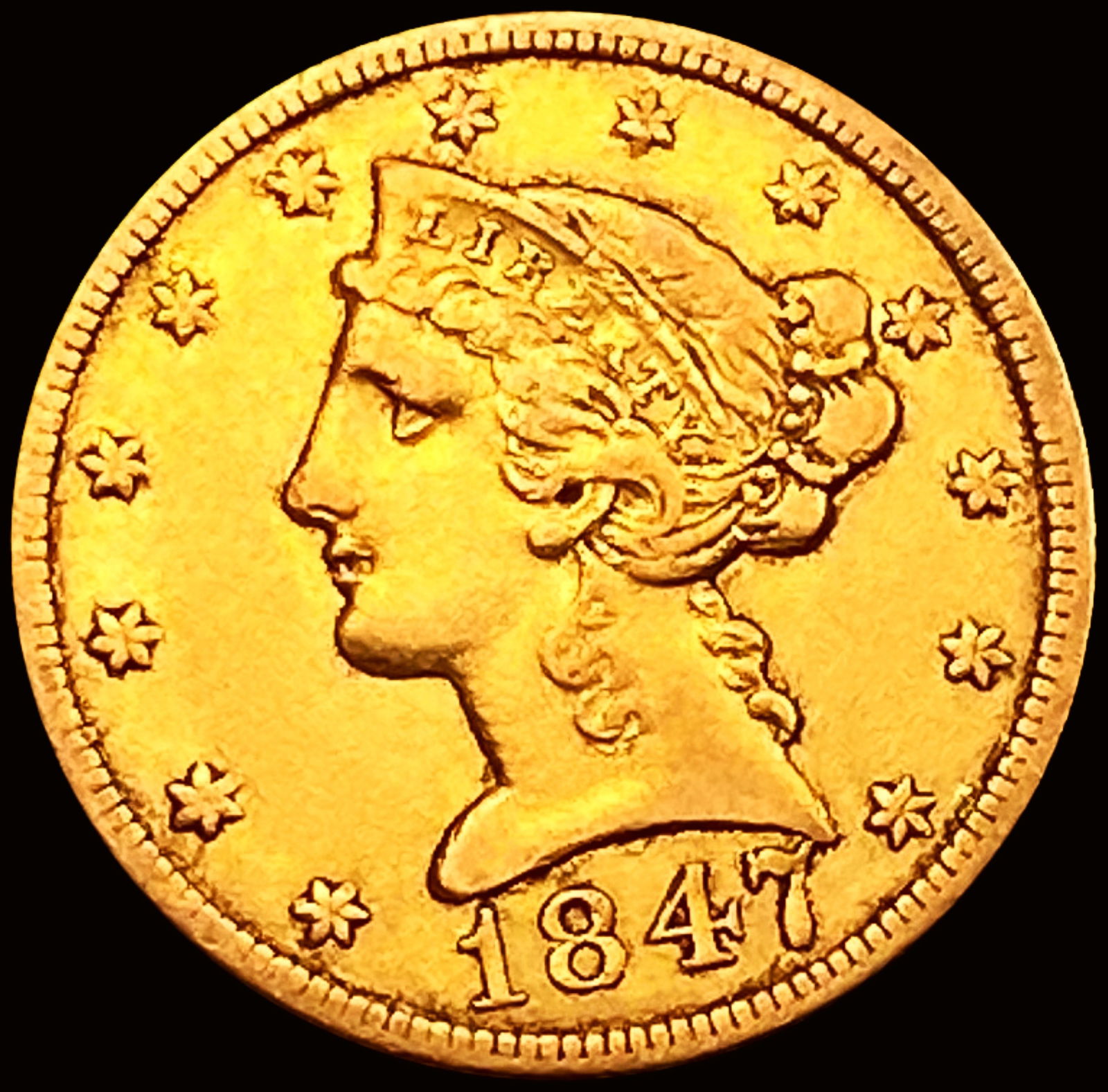 1847-O $5 Gold Half Eagle HIGH GRADE (1 of 2)
