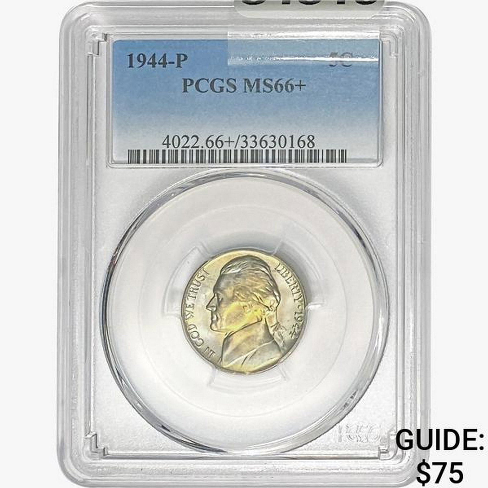 1944-P Jefferson Nickel PCGS MS66+: 1944-P Jefferson Nickel PCGS MS66+