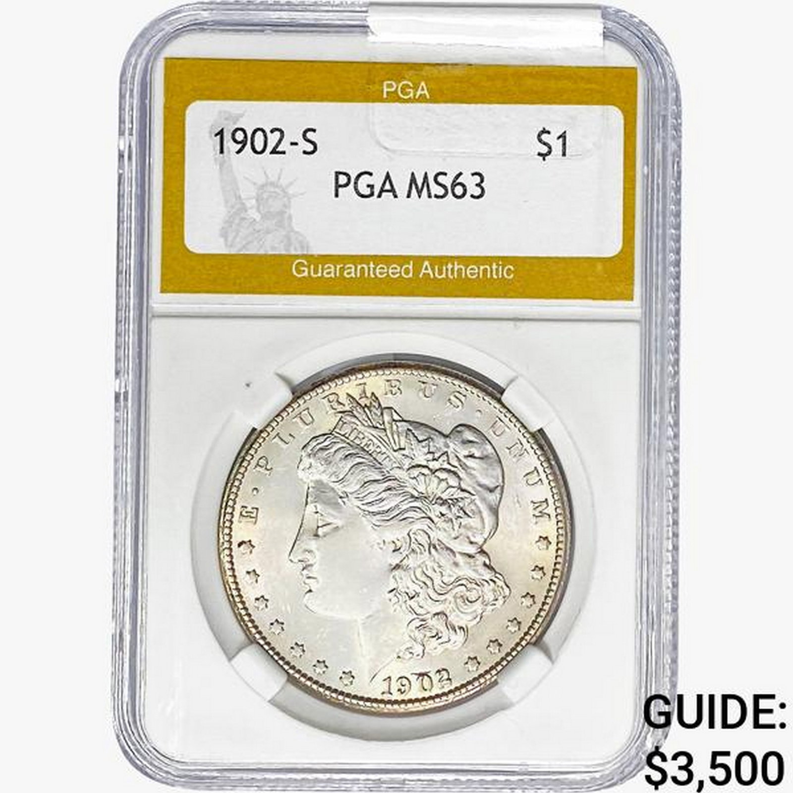 1902-S Morgan Silver Dollar PGA MS63: 1902-S Morgan Silver Dollar PGA MS63