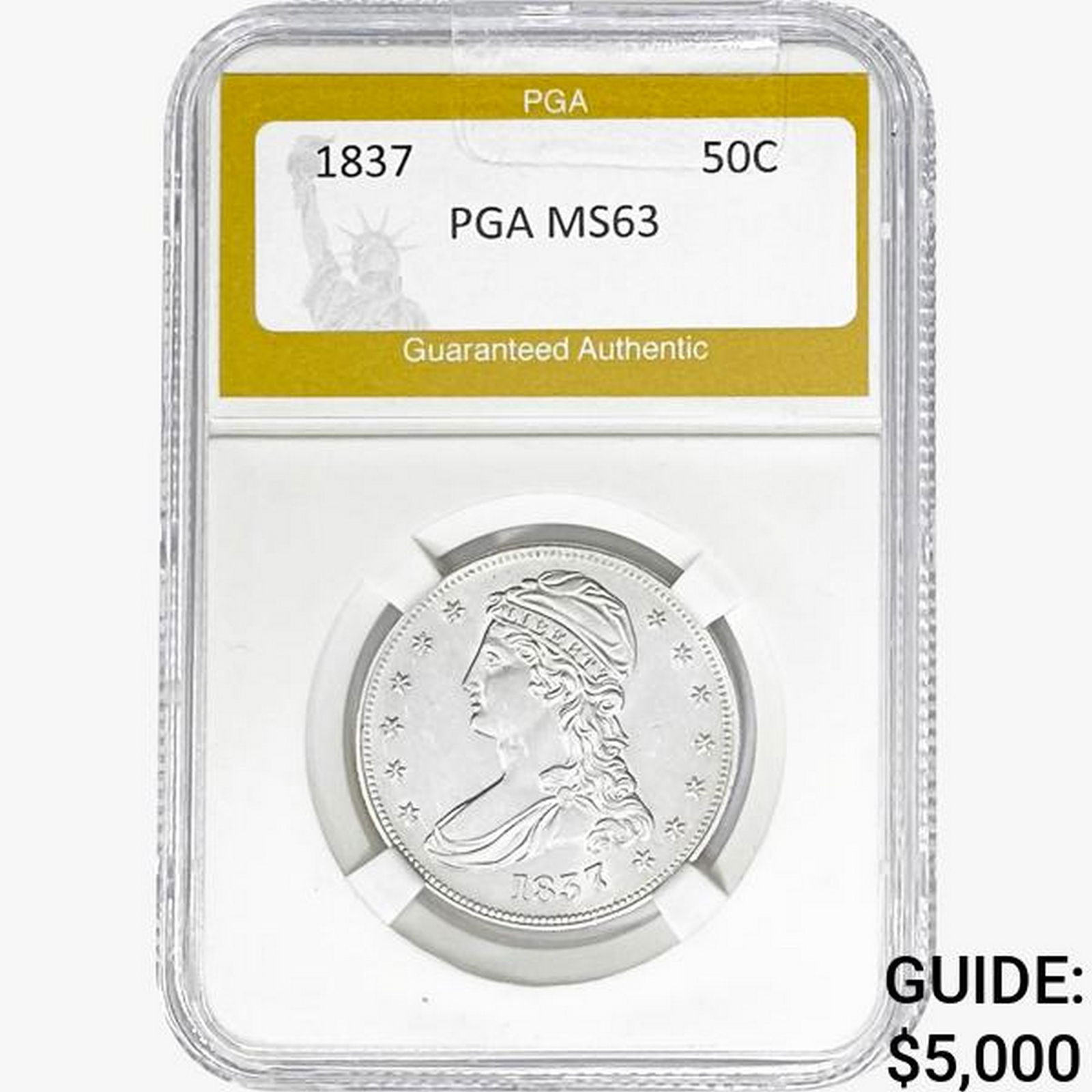 1837 Capped Bust Half Dollar PGA MS63 (1 of 2)