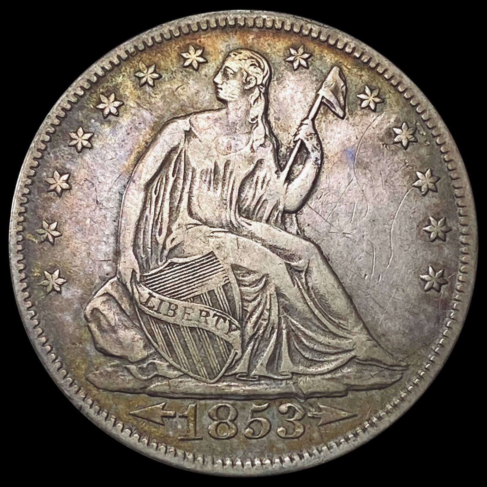 1853 A+R Seated Liberty Half Dollar NEARLY UNCIRCULATED (1 of 2)