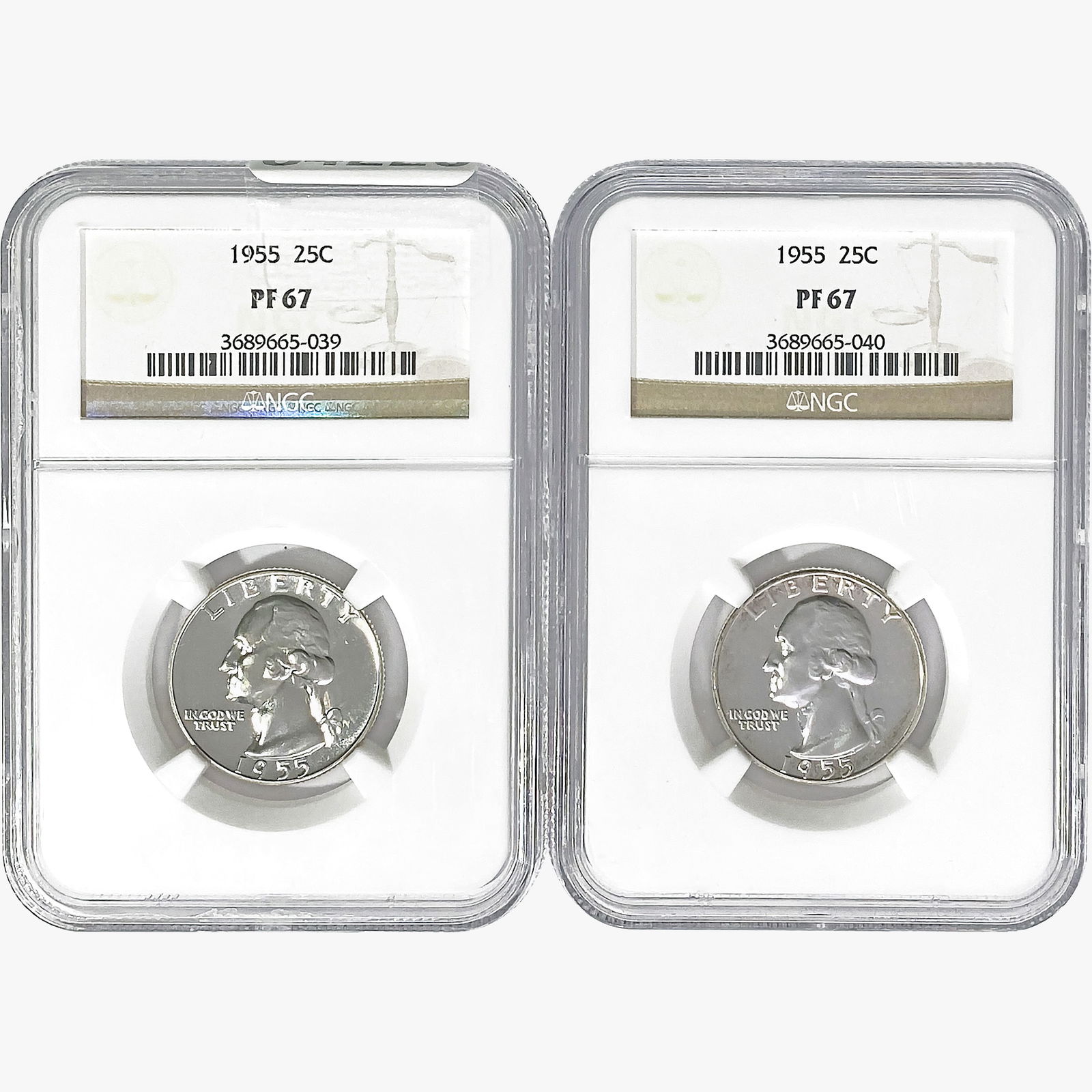 [2]1955 Washington Silver Quarter NGC PF67 (1 of 2)
