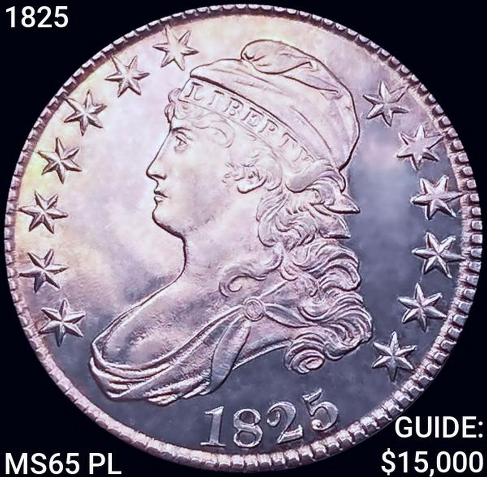 1825 Capped Bust Half Dollar GEM BU PL (1 of 3)