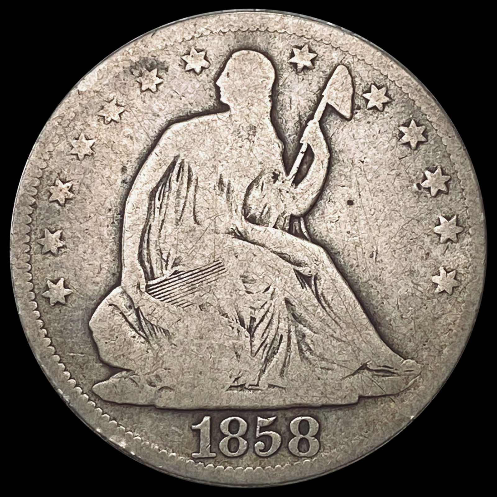 1858 Seated Liberty Half Dollar NICELY CIRCULATED (1 of 2)