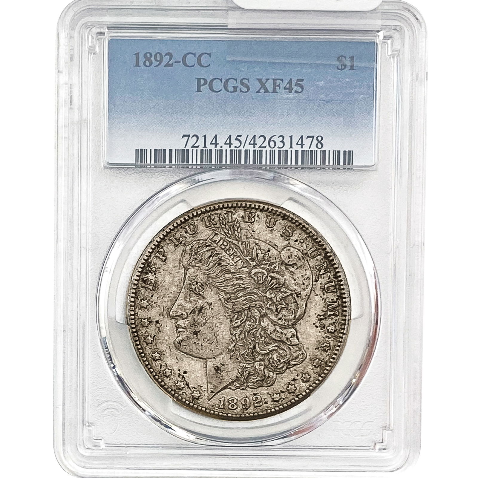 1892-CC Morgan Silver Dollar PCGS XF45 (1 of 2)