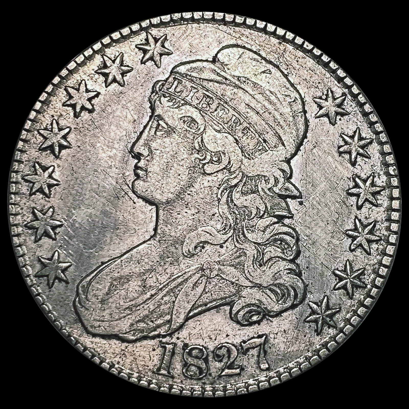 1827 Capped Bust Half Dollar CLOSELY UNCIRCULATED: 1827 Capped Bust Half Dollar CLOSELY UNCIRCULATED