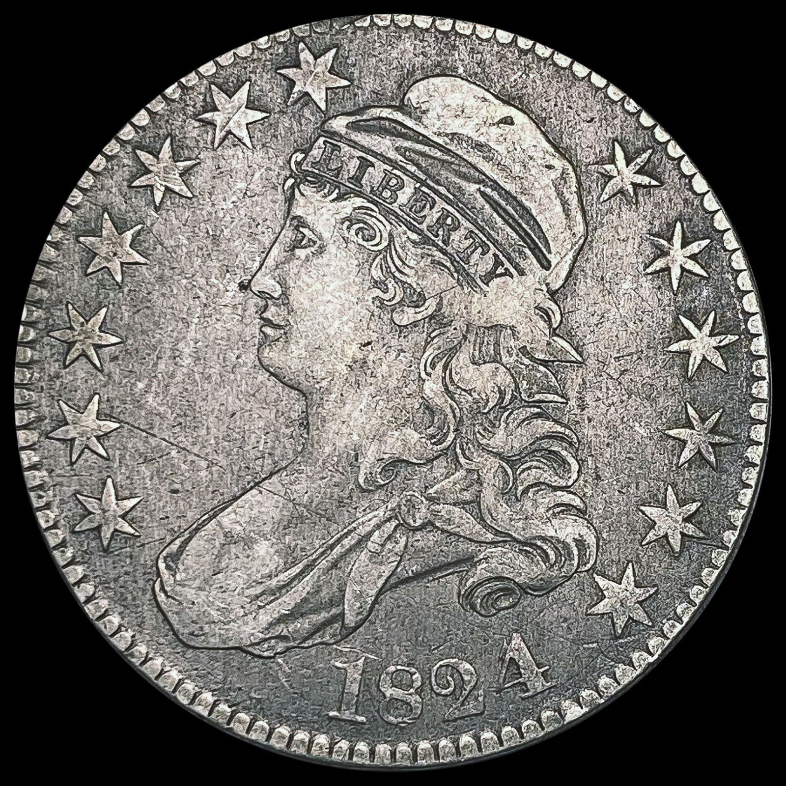 1824 Capped Bust Half Dollar LIGHTLY CIRCULATED (1 of 2)