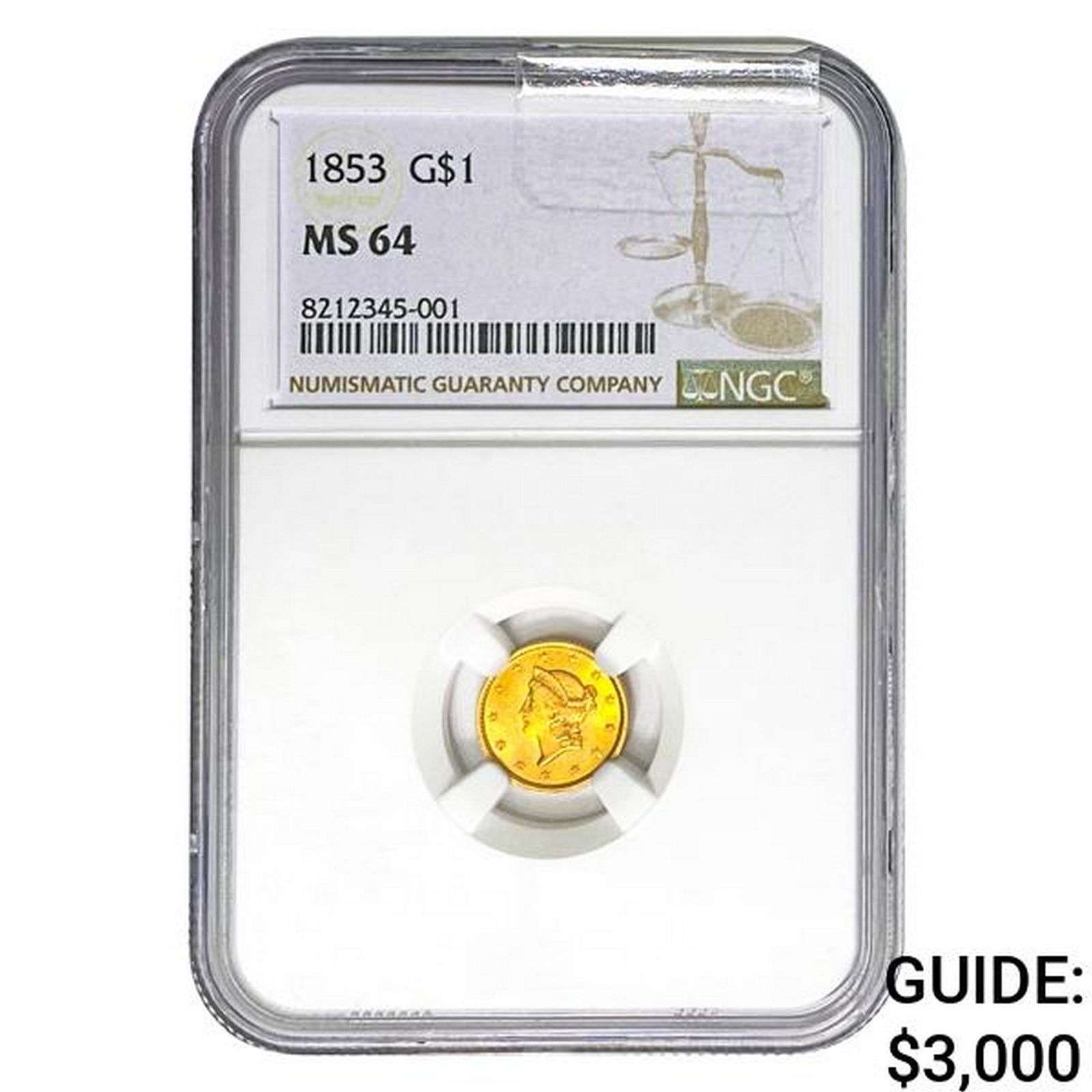1853 Rare Gold Dollar NGC MS64 (1 of 2)
