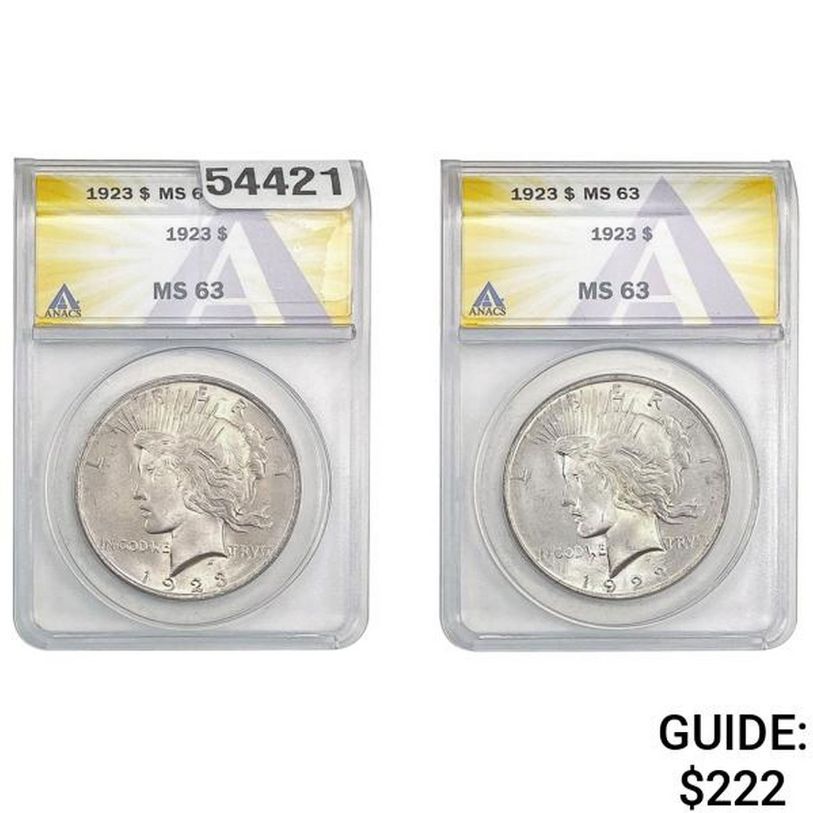 [2]1923 Silver Peace Dollar ANACS MS63 (1 of 2)