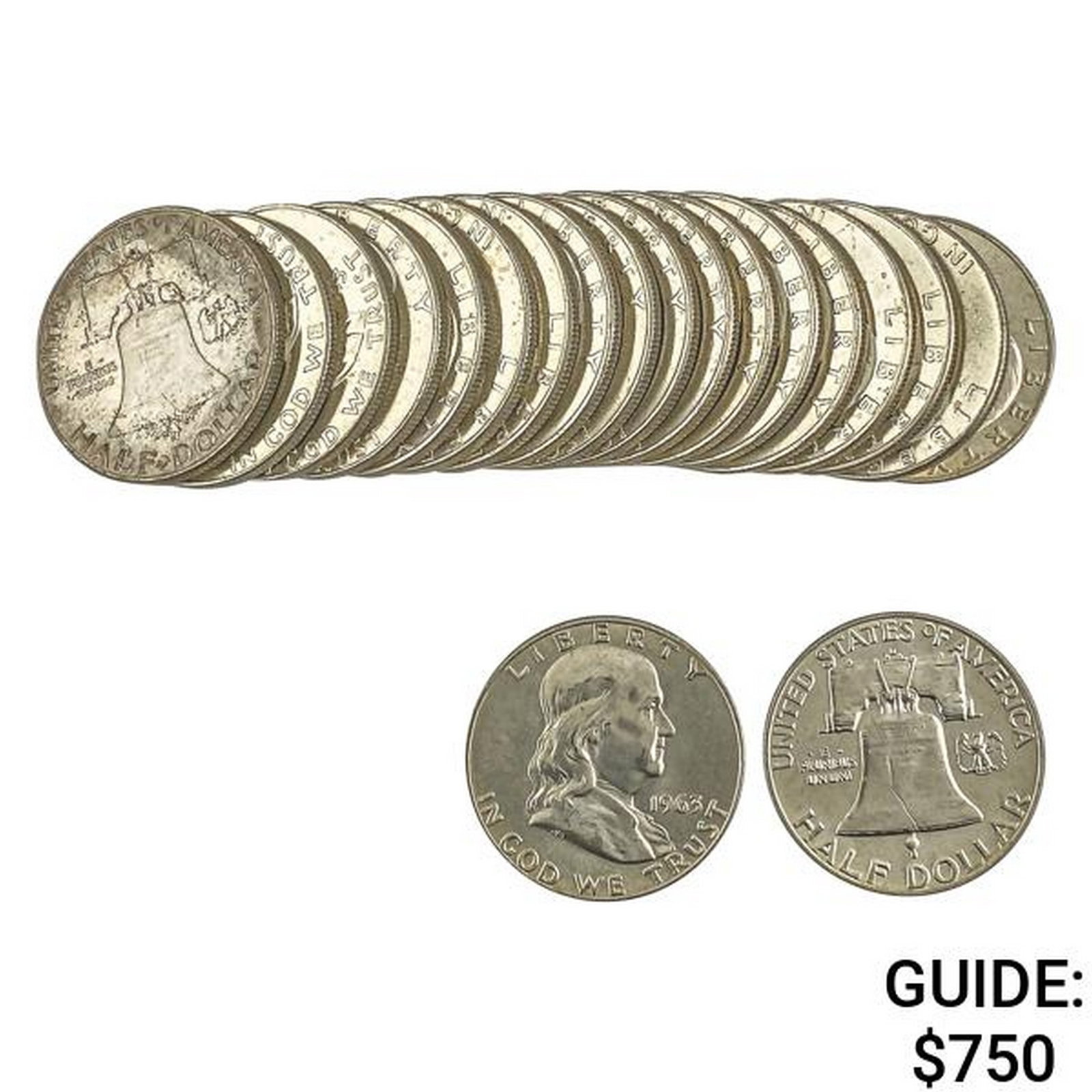 1963-D Franklin Half 20 Coin Uncirculated Roll: 1963-D Franklin Half 20 Coin Uncirculated Roll