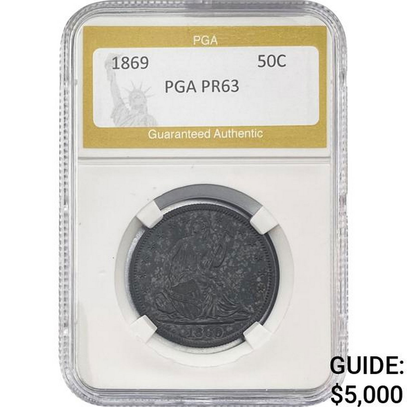 1869 Seated Liberty Half Dollar PGA PR63 PROOF (1 of 2)