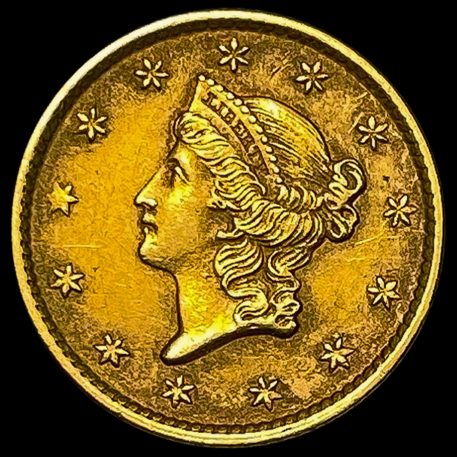 1853 Round California Gold Dollar UNCIRCULATED (1 of 2)
