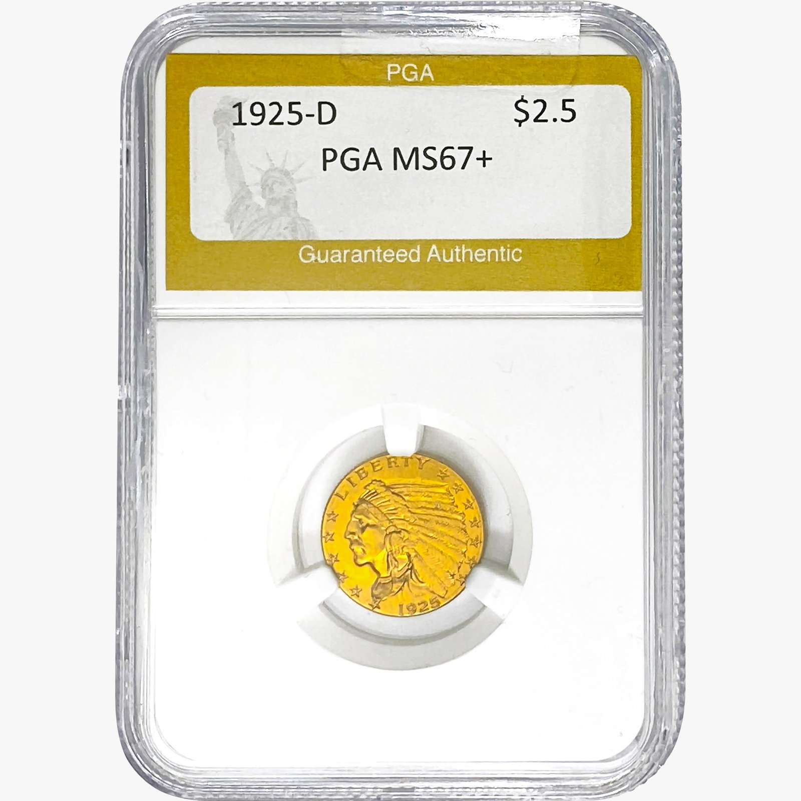 1925-D $2.50 Gold Quarter Eagle PGA MS67+: 1925-D $2.50 Gold Quarter Eagle PGA MS67+