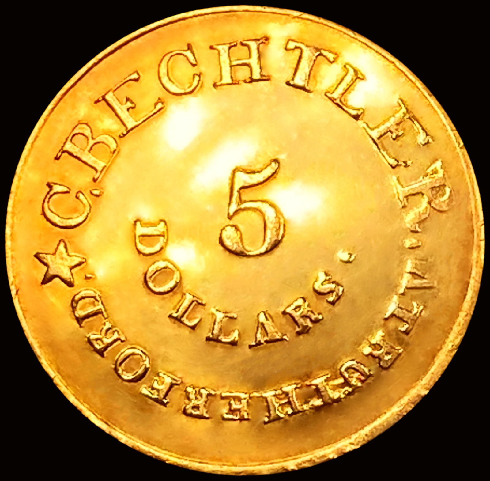 1834 $5 Gold Bechtler Gold Five Dollar CHOICE AU (1 of 2)