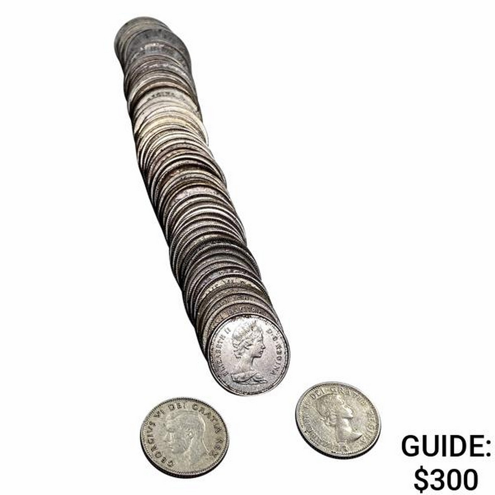 1960's-1980's Canada Silver & Clad Dime Roll [54 Coins]: 1960's-1980's Canada Silver & Clad Dime Roll [54 Coins]