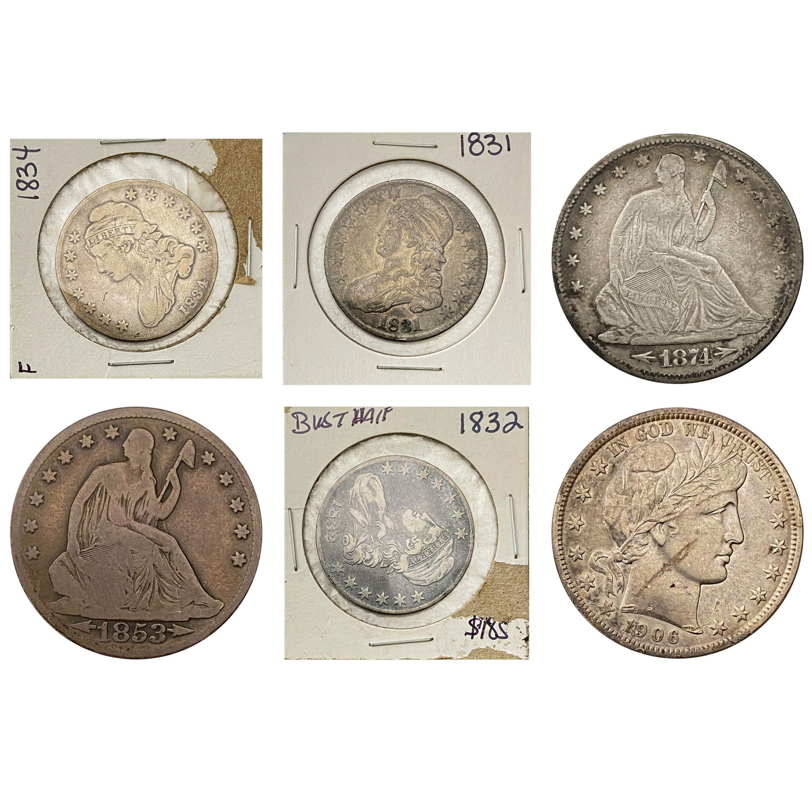 1831-1906 Varied Date US Half Dollars Lot [6 Coins] HIGH GRADE: 1831-1906 Varied Date US Half Dollars Lot [6 Coins] HIGH GRADE