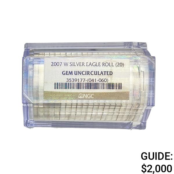2007-W Silver Eagle Sealed Roll [20] Gem BU: 2007-W Silver Eagle Sealed Roll [20] Gem BU