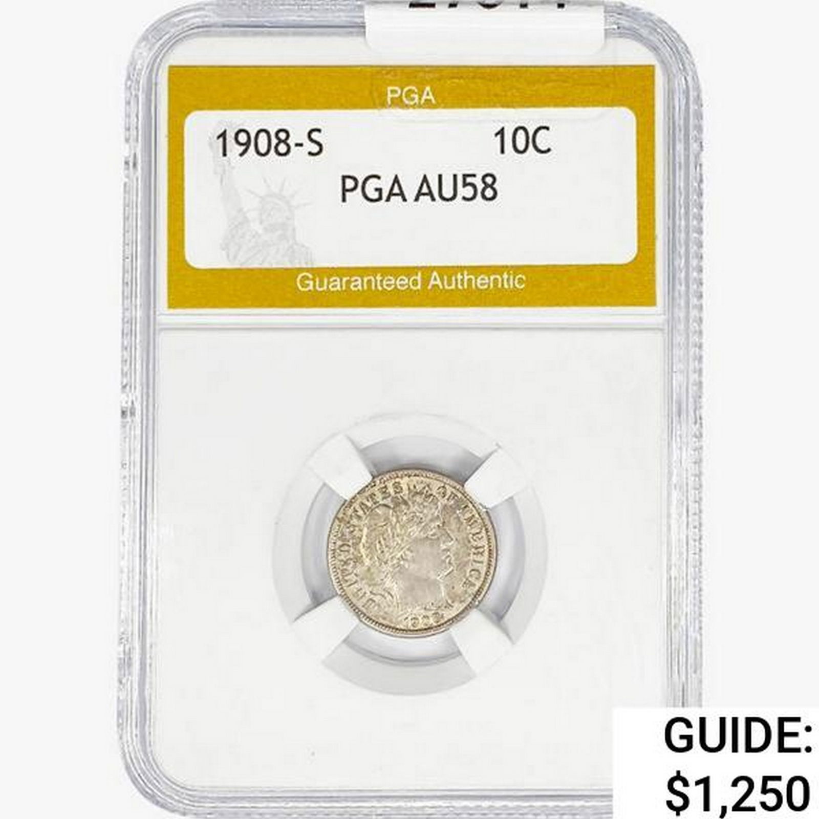 1908-S Barber Dime PGA AU58 (1 of 2)