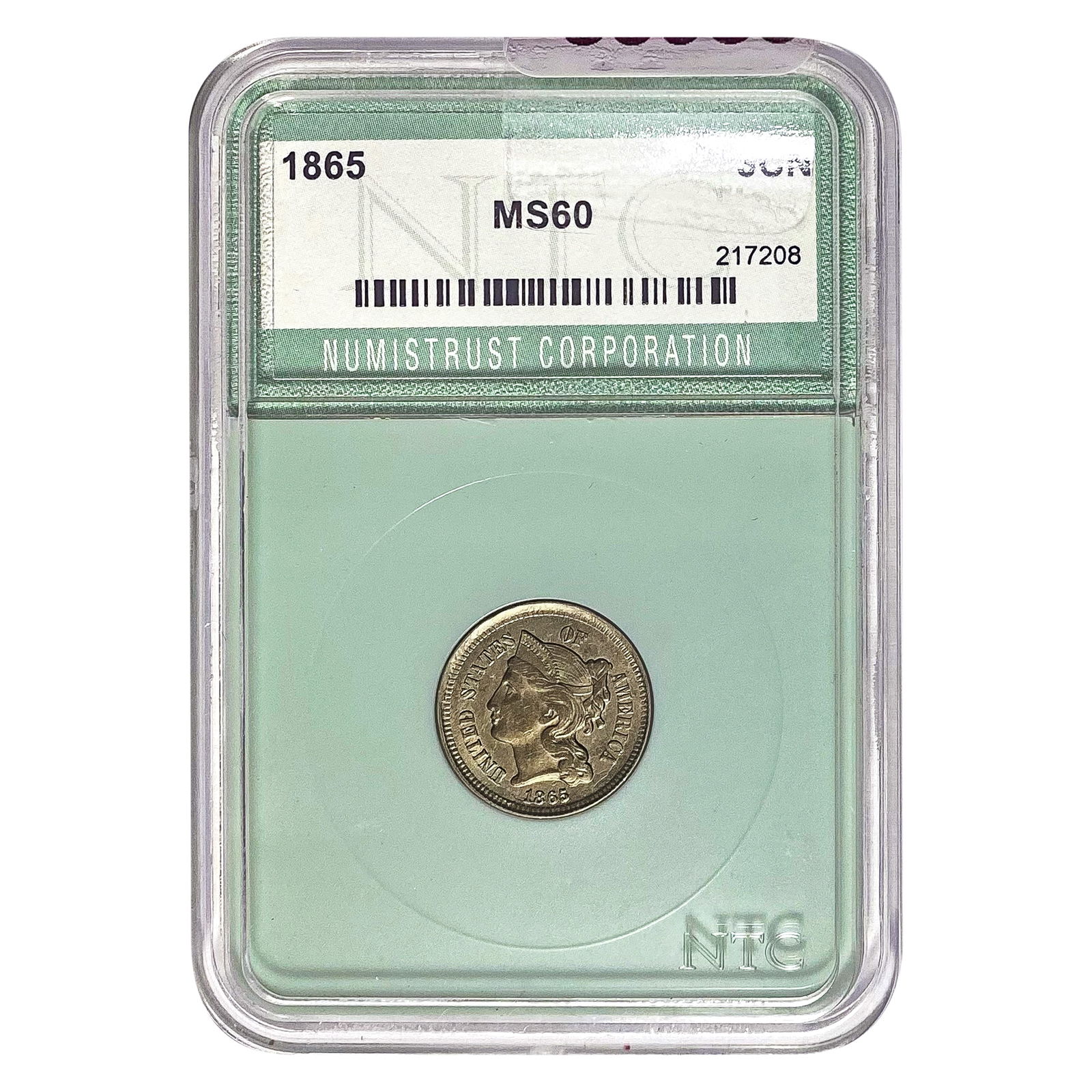 1865 Three Cent Nickel NTC MS60 (1 of 2)
