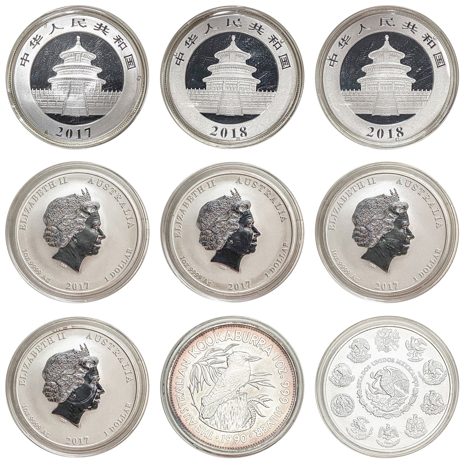1990-2018 Varied Foreign Silver 1oz Coins [9 Coins] (1 of 10)