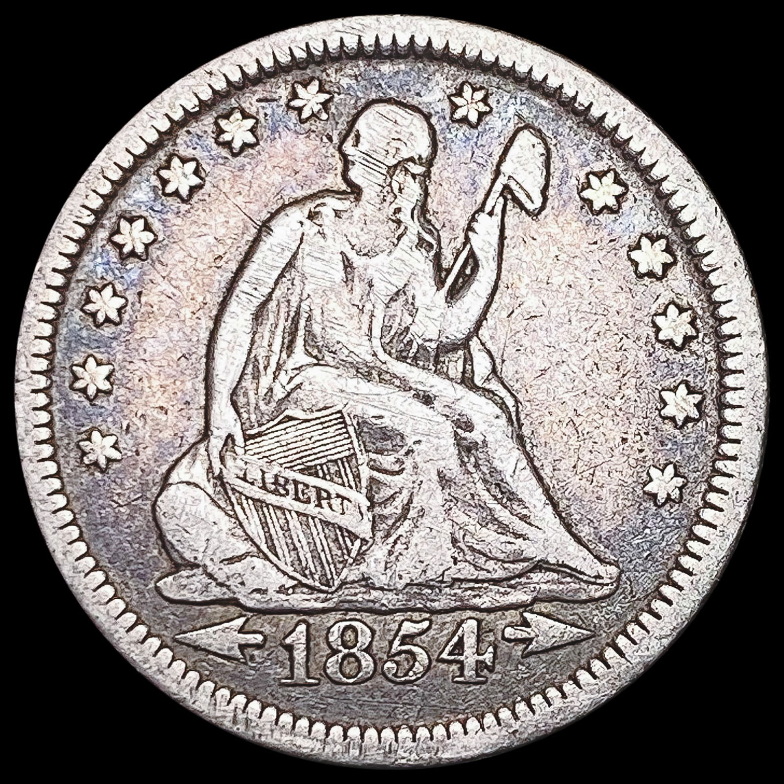 1854-O Seated Liberty Quarter LIGHTLY CIRCULATED (1 of 2)