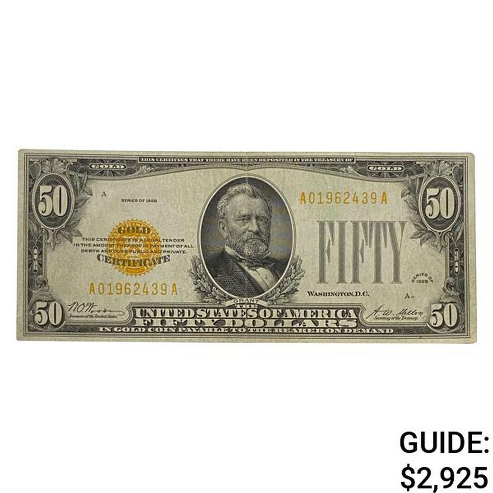 1928 $50 GOLD CERTIFICATE EXTREMELY FINE (1 of 2)