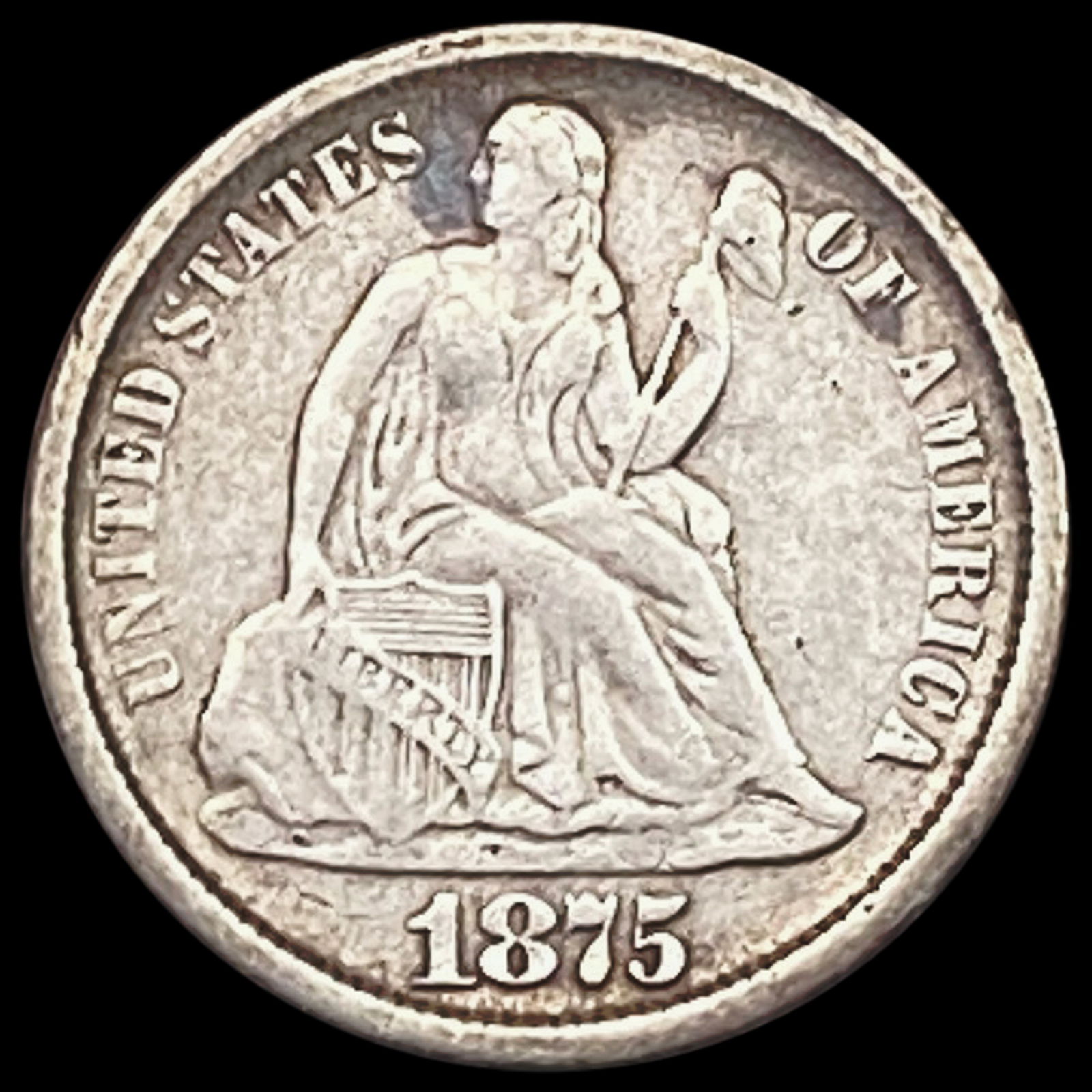 1875-CC Seated Liberty Dime NEARLY UNCIRCULATED (1 of 2)