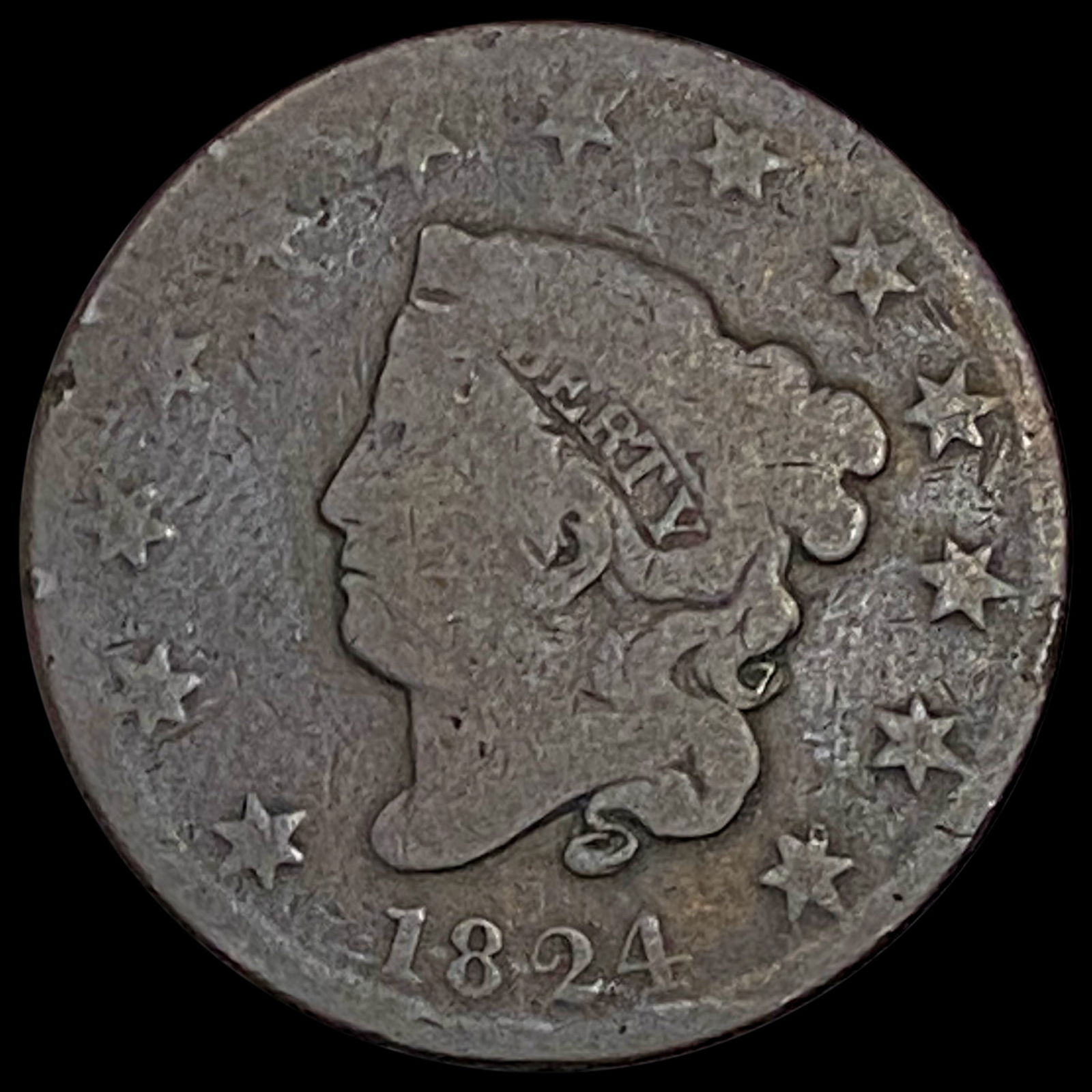 1824 Coronet Head Large Cent NICELY CIRCULATED (1 of 2)